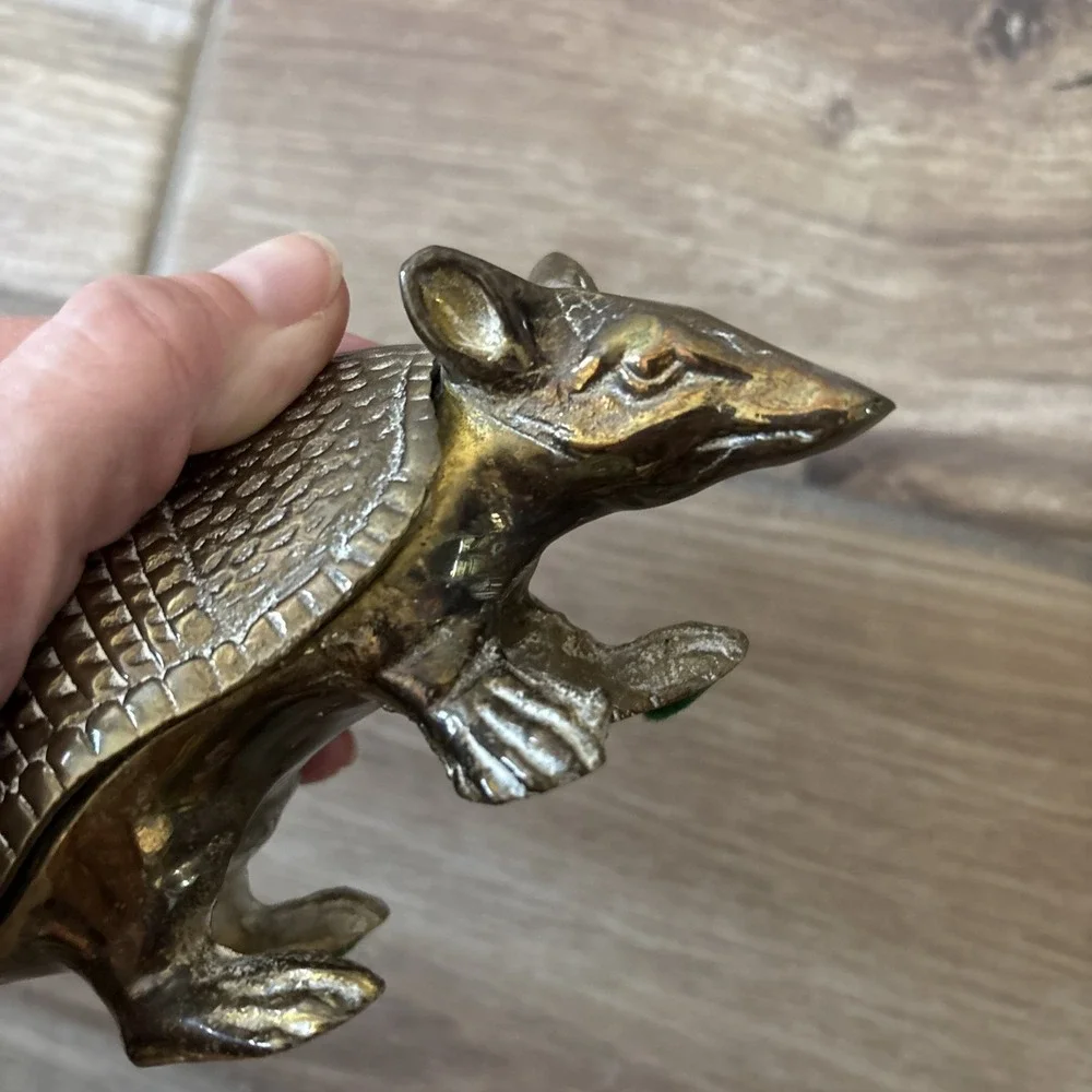 Rare Vintage Solid Brass Armadillo Figurine 7